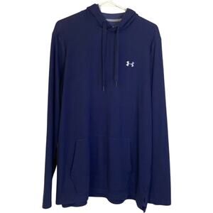 Under Armour mens waffle hoodie navy blue pullover Size Medium loose fit